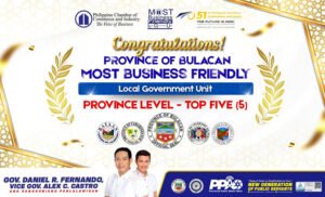 BULACAN, KABILANG SA TOP 5 MOST BUSINESS-FRIENDLY LGUS – PCCI